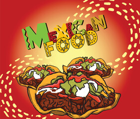 Mexican Food Illustration, Mexican Tacos