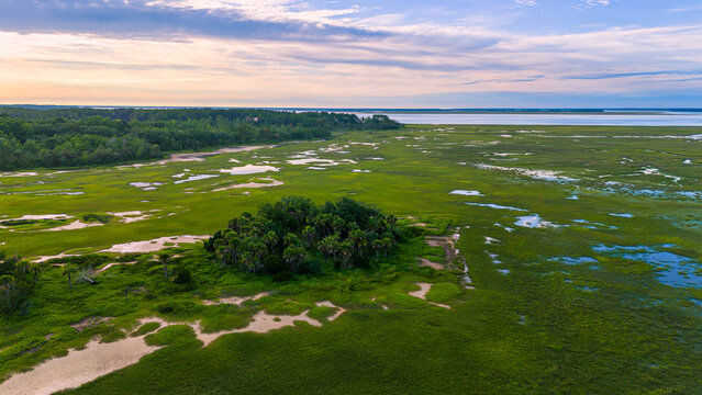 Aerial drone view of low county sc
