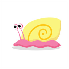 colorful yellow cute snail vector illustration