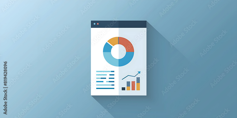 Poster illustration of sheet with different graphs, analyze data