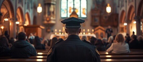 Police officer attending church service
