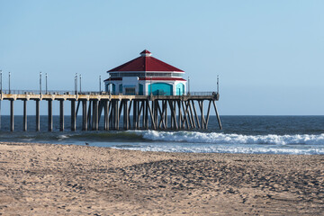 Famous Huntington Beach Pier in Orange County California.