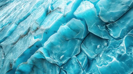 Fototapeta premium Ice blue glacier with visible cracks and crevasses, showcasing the beauty of cold climates. 