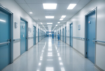 Blurred interior of hospital - abstract medical background