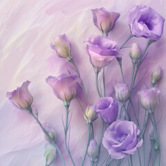 Obraz premium Pastel Purple Flowers on Soft Gradient Background