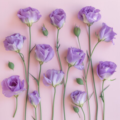 Obraz premium Pastel Purple Flowers eustoma on Soft pastel Background