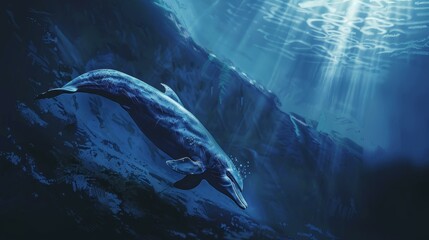 A scorpiontailed dolphin plunges into the deepest ocean crevices.