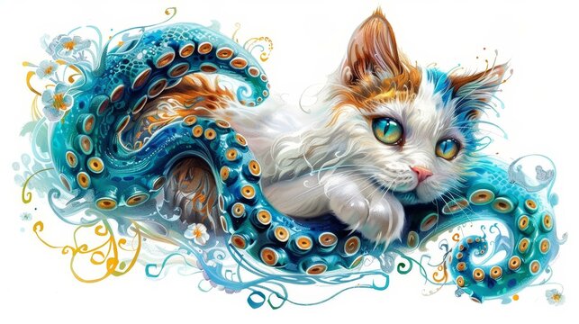A fantastical creature, part cat, part octopus, climbs with ease.
