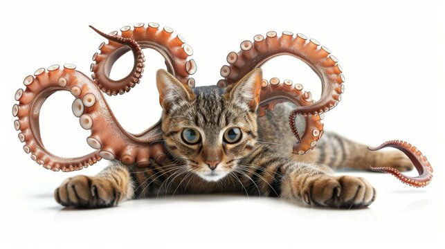 A fantastical creature, part cat, part octopus, climbs with ease.
