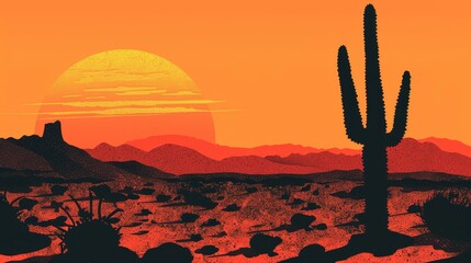 Captivating image of a cactus with sunset and shadows.