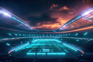 Futuristic colorful stadium from future