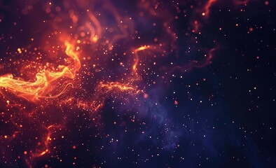 abstract background with glowing fire particles and dark colors