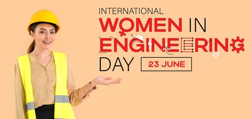 Banner for International Women in Engineering Day with female worker