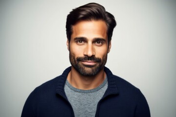 handsome mid adult man smiling on white background