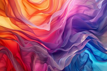 Fototapeta premium Vibrant abstract background with flowing multicolored fabrics, creating a dynamic, fluid, and colorful visual experience.