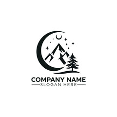 mountain logo, mountain vector, sunset mountain logo, mountain logo vector illustration