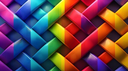 Fototapeta premium Glossy Multicolored Woven Ribbon Pattern