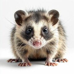 opossum, full body, photograph, white background 