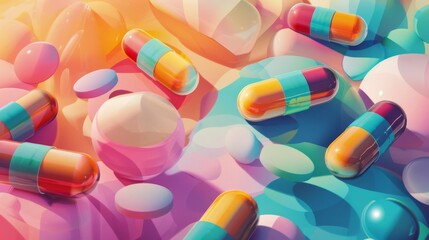 Composition with colorful pills