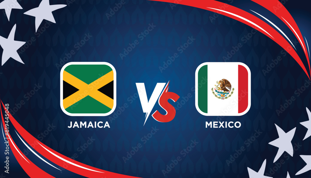 Wall mural JAMAICA VS MEXICO broadcast template for sports Copa America 2024. American Tournament vector illustration graphics.