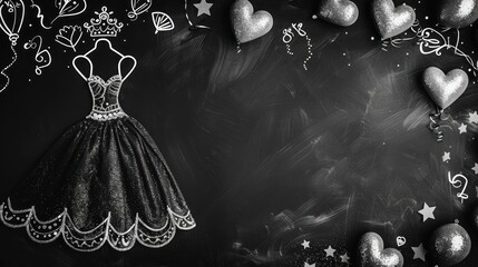 Chalkboard Fiesta: Quinceañera Icons on a Celebratory Canvas