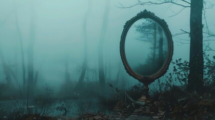 Capture the eerie beauty of a mirror world shrouded in mist and mystery