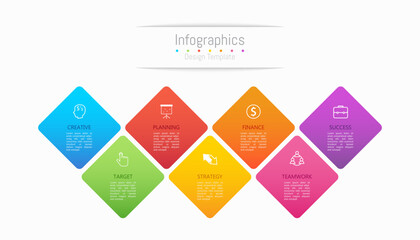 Infographic 7 options design elements for your business data. Vector Illustration.