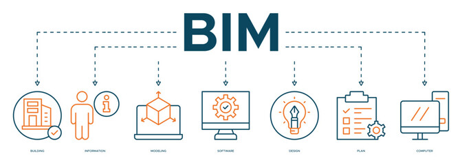 BIM icon vector illustration . building, information, modeling, software, design, plan, documentation, infographic, template, presentation, concept, banner, pictogram, icon set, icons