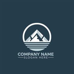 mountain logo, mountain vector, sunset mountain logo, mountain logo vector illustration