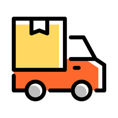 Product delivery icon vector in colored outline style for currier, delivery, shipment, and production