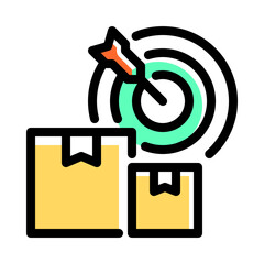 Production target icon vector in colored outline style for sales, goals, production, industri