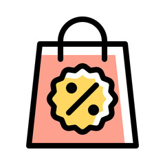 Shop bag icon vector in colored outline style for sales and shopping