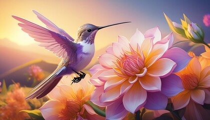 Obraz premium Hummingbird on flower