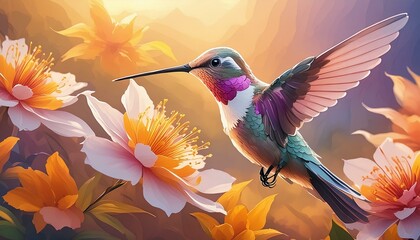 Naklejka premium Hummingbird on flower