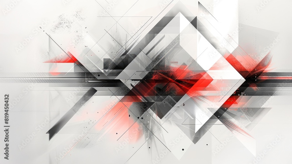 Poster a red and white geometric pattern with a grunge texture. aig51a.