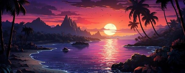 A beautiful sunset over a tropical beach
