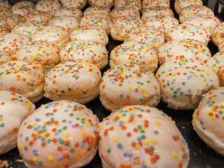 Colorful Donuts with Sprinkles Display