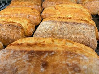 Freshly Baked Artisan Bread Loaves Closeup