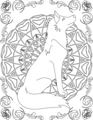 Wolf on Mandala Coloring Page. Printable Coloring Worksheet for Adults and Kids. Educational Resources for School and Preschool. Mandala Coloring for Adults
