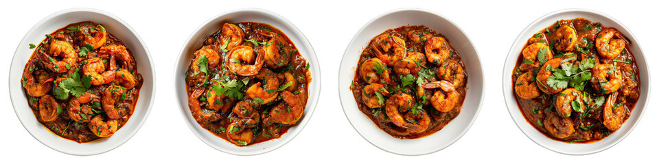 Shrimp Masala isolated on transparent png background. Generative ai