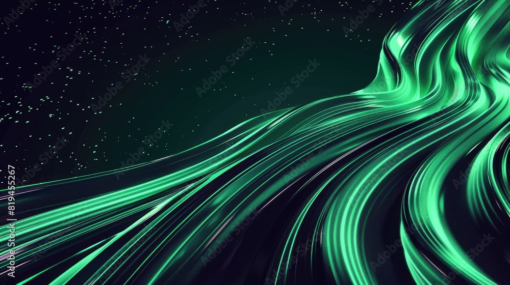 Poster green and black abstract background with flowing liquid-like shapes. aig51a.