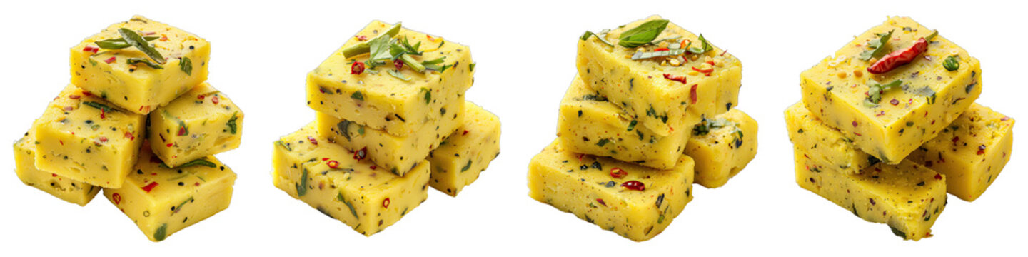Dhokla isolated on transparent png background. Generative ai