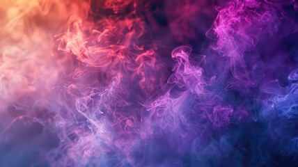 Colorful abstract smoke swirling on dark background