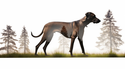 Double Exposure white background Scottish Dearhound illustration ~ Created using Generative AI