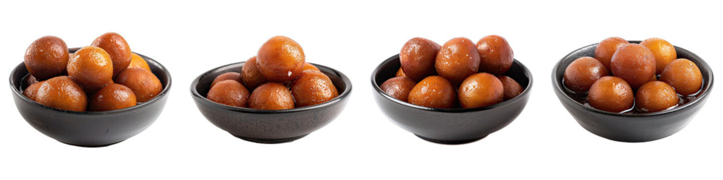 Gulab Jamun isolated on transparent png background. Generative ai