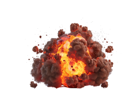 Giant explotion isolated on transparent background