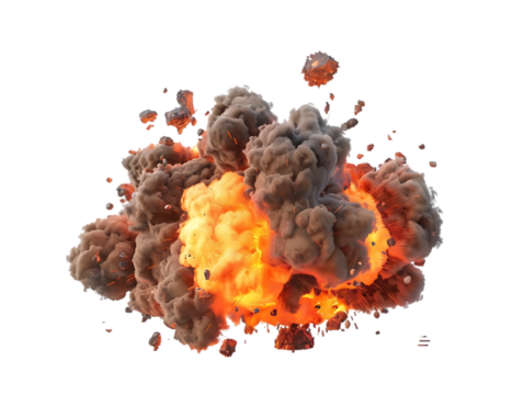 Giant explotion isolated on transparent background