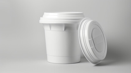 A white plastic bucket with a white lid and a metal handle.

 - Powered by Adobe