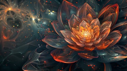 Within the realm of abstraction, a luminous flower emerges, its petals aglow with the essence of vitality and vigor.