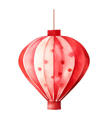 Obraz premium Watercolor oriental red vintage Chinese lantern for festive vector card design decoration element